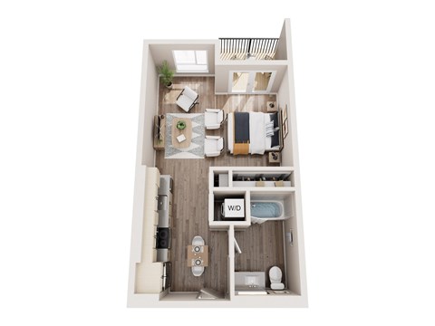 Floor plan for studio, 1 bath, 537 sqft